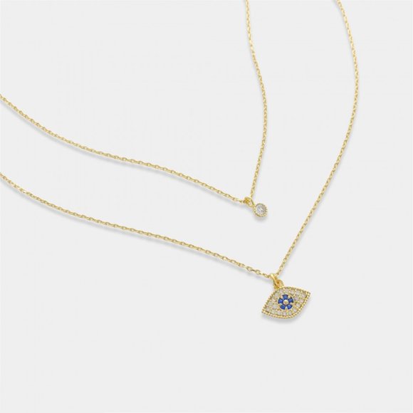 Urban Outfitters Jewelry - New Layered Dainty Pave CZ Evil Eye Necklace